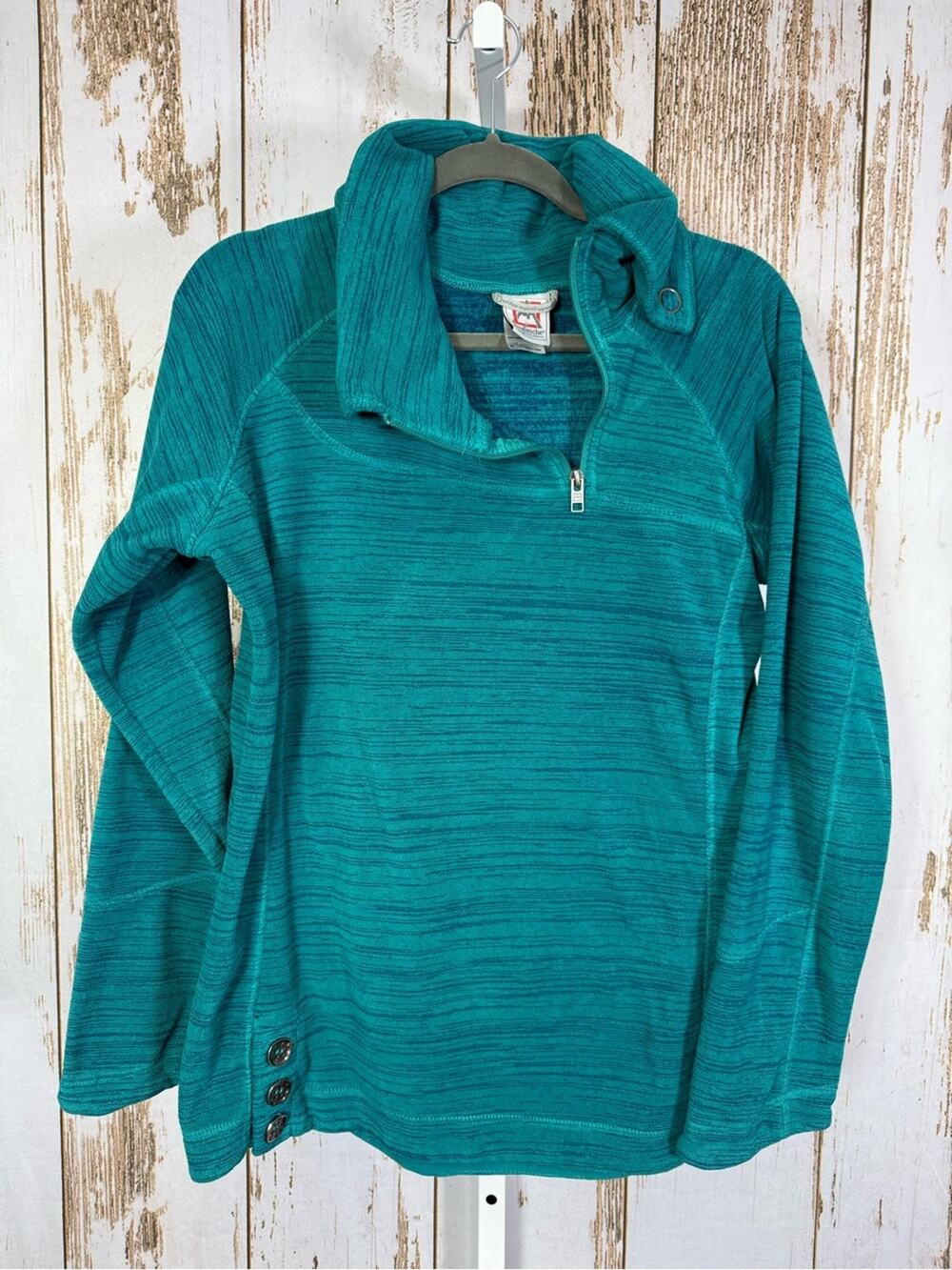 Avalanche, Teal Pullover with Asymmetrical Cowl neckline. Size Large.